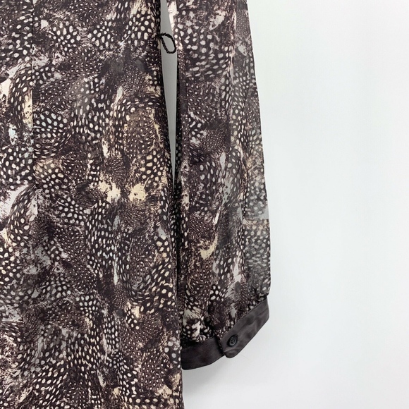 Ann Taylor Brown Feather Long Sleeve Shirt Dress - Picture 8 of 8